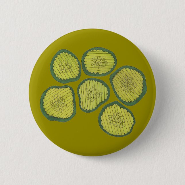 Green Pickle Chips Kosher Sweet Dill Pickle Chip Pinback Button (Front)