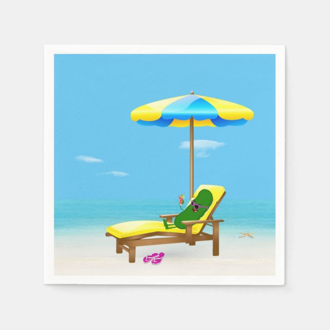 Green Pickle On Beach Chair Napkins (Front)