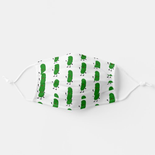 green pickle with glasses adult cloth face mask