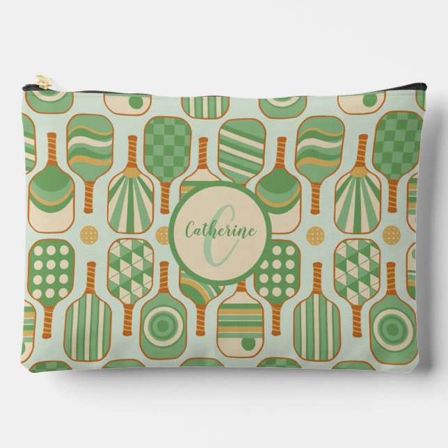 Green Pickleball Paddles with Monogram Accessory Pouch (Front)