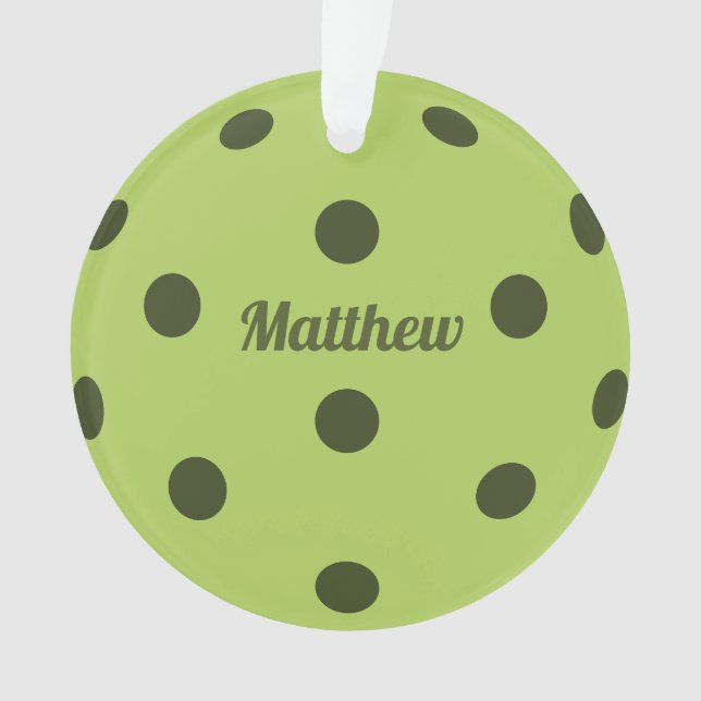 Green Pickleball Player Monogram Name Ornament (Front)