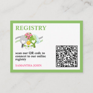 Green Pickleball QR Code Bridal Shower Registry Enclosure Card