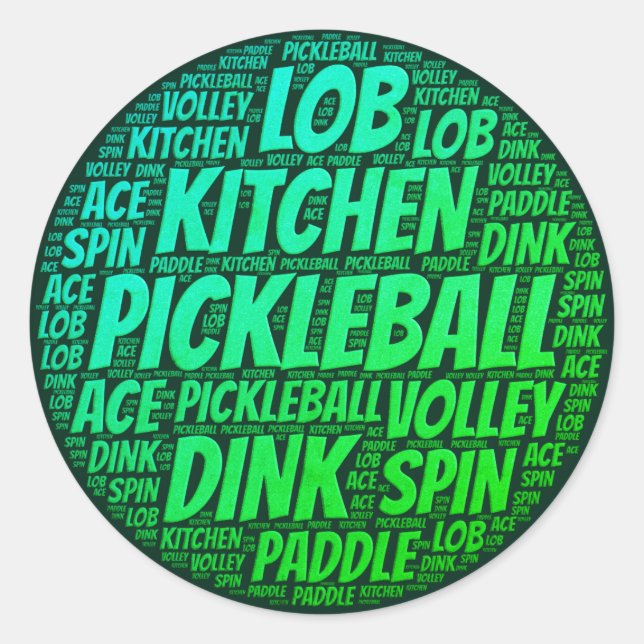 Green Pickleball Typography Sticker (Front)