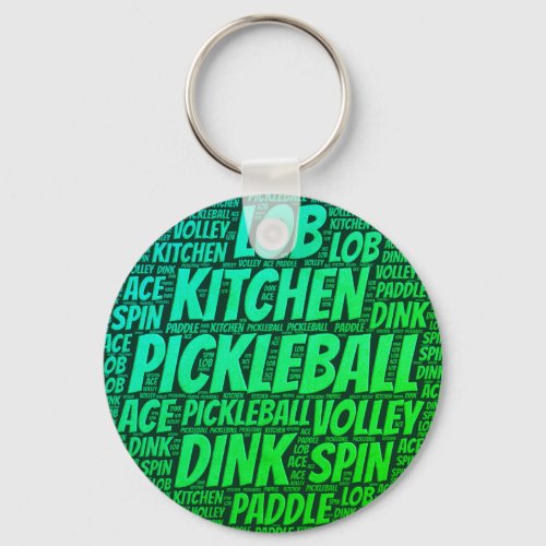 Green Pickleball Typography Sticker Keychain