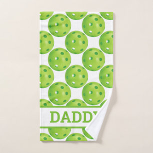 Green Pickleball with custom text Hand Towel
