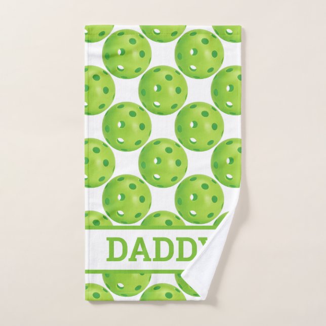 Green Pickleball with custom text Hand Towel (Hand Towel)