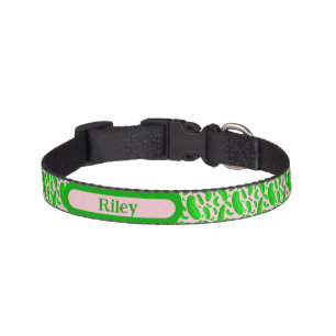 Green Pickles on Soft Pink Background Pet Collar