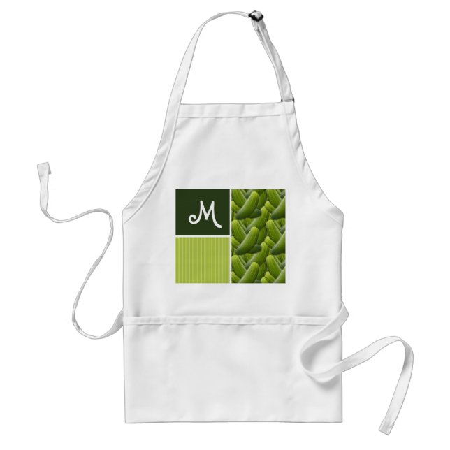 Green Pickles; Pickle Pattern Adult Apron (Front)