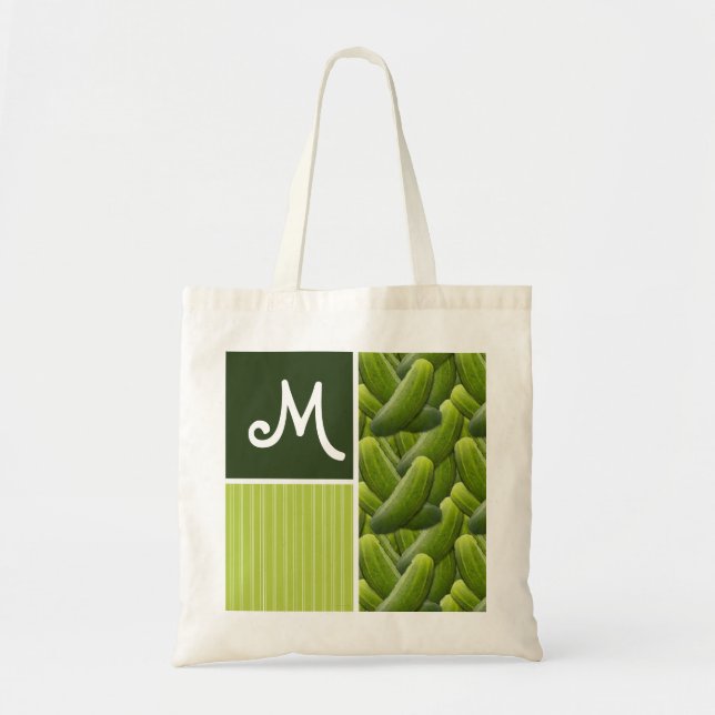 Green Pickles; Pickle Pattern Tote Bag (Front)