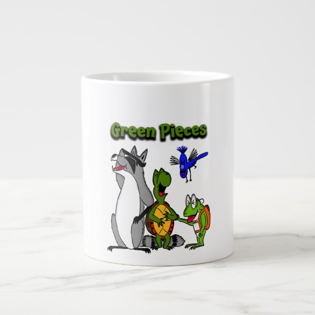 Green Pieces Jumbo 20 oz Mug (Front)