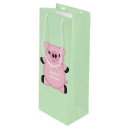 Green Pig Baby Shower Wine Gift Bag