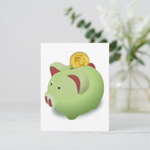 Green Piggy Bank Invitations