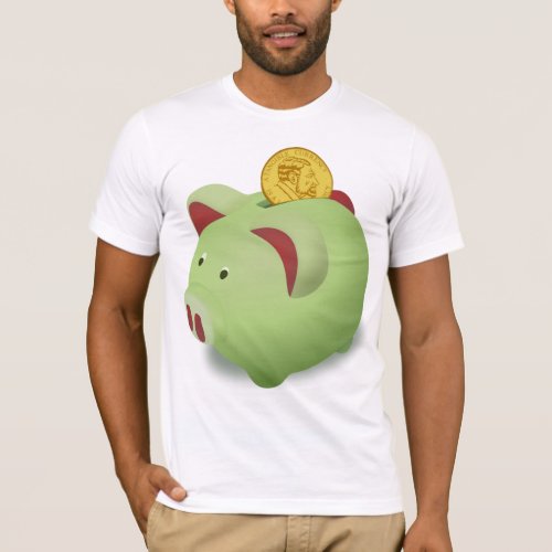 Green Piggy Bank Mens T_Shirt