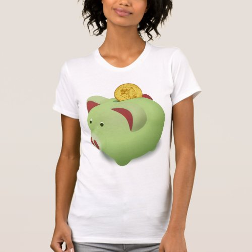 Green Piggy Bank Womens T_Shirt