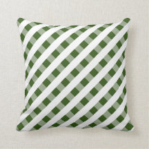 Green pillow with white stripes.