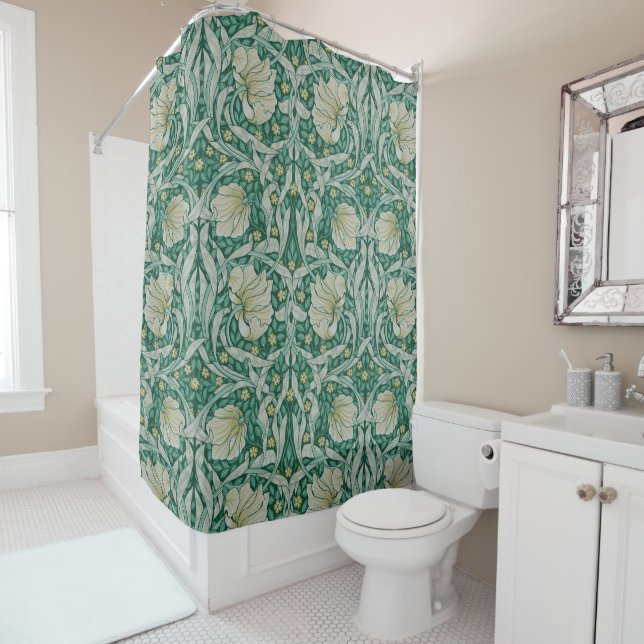 Green pimpernel,William Morris,art nouveau Shower Curtain (In Situ)