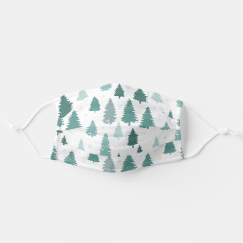 Green Pine and Snowflakes Pattern Adult Cloth Face Mask