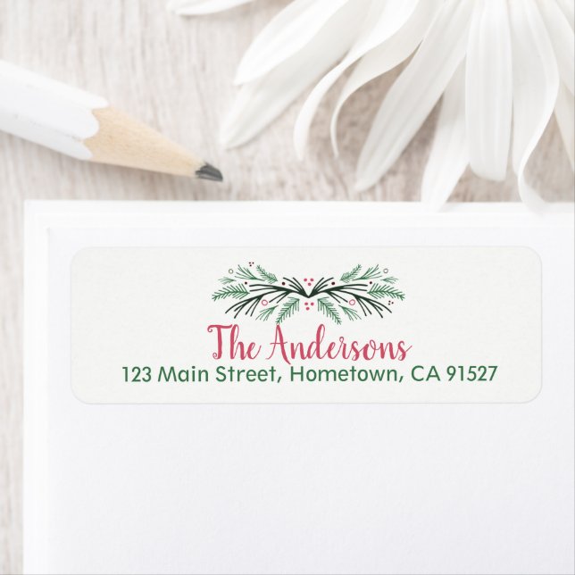 Green Pine Bough Return Address Labels (Insitu)