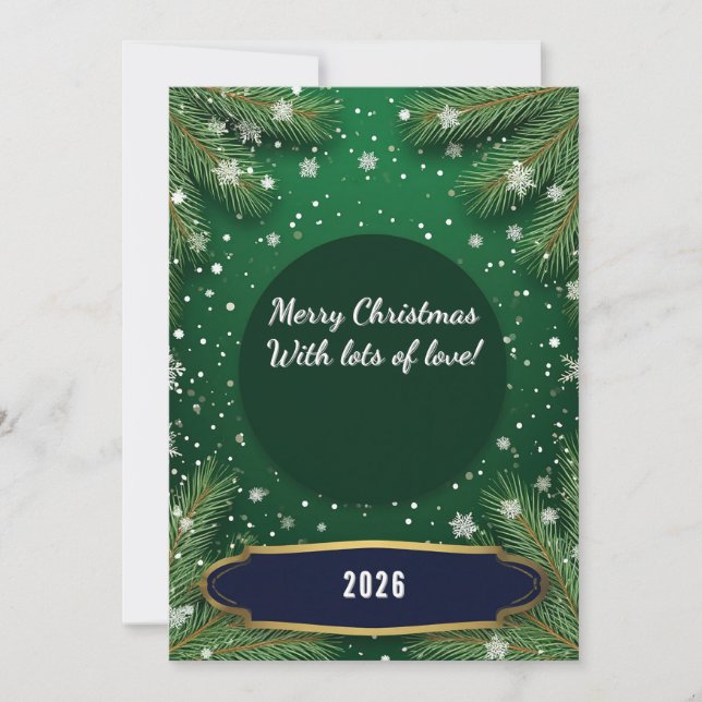 Green 🎄✨ Pine Branches Winter Elegant Festive Card (Front)