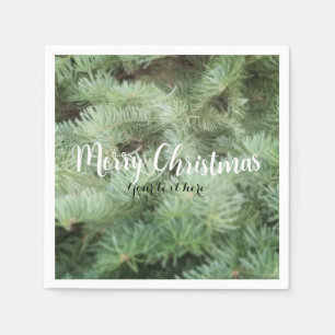 Green Pine Christmas Trees Country Rustic Holiday Paper Napkins