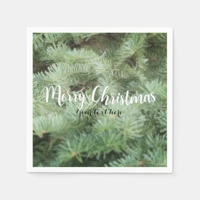 Green Pine Christmas Trees Country Rustic Holiday Paper Napkins (Front)