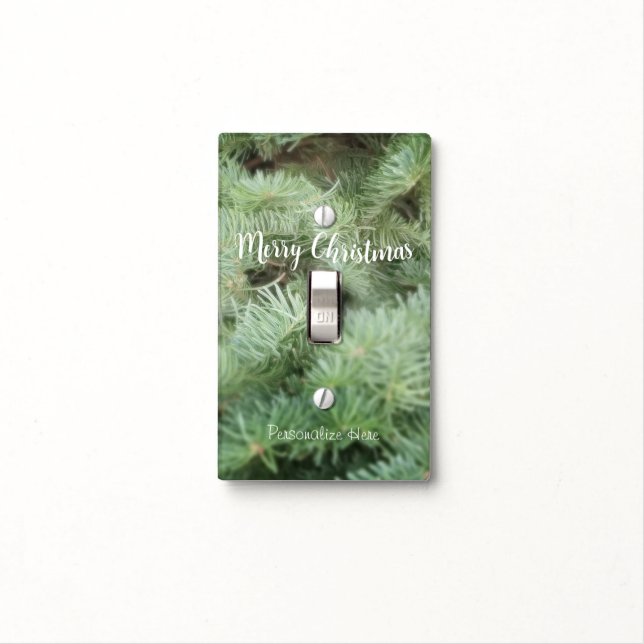 Green Pine Christmas Trees Country Rustic Light Switch Cover (In Situ)