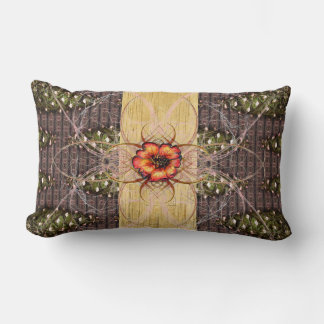 Green Pine Cones and a Red flower Lumbar Pillow
