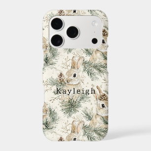 Green Pine Cones Bunny Rabbits iPhone 17 Pro Case