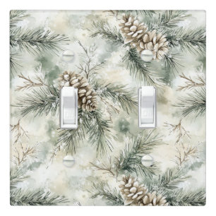 Green Pine Cones Christmas Light Switch Cover