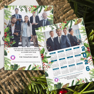Green Pine Corporate Photo Calendar Christmas Holiday Postcard
