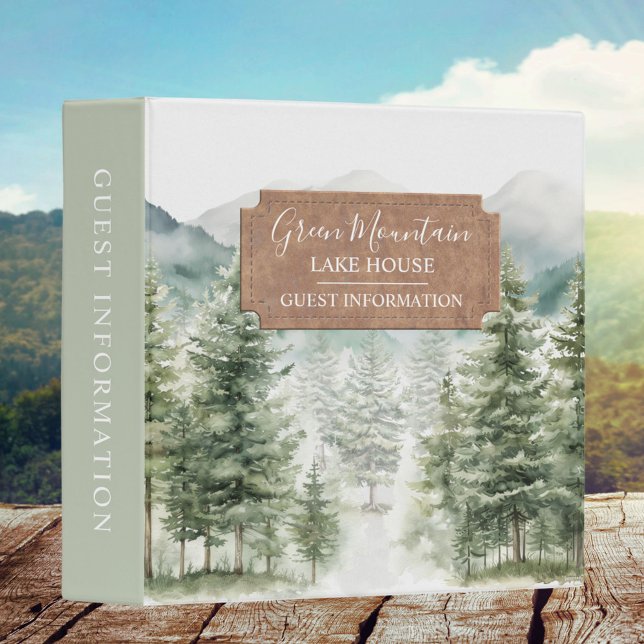 Green Pine Forest Cabin Lodge Guest Information 3 Ring Binder (In situ)