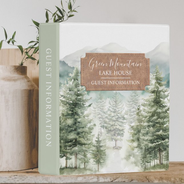 Green Pine Forest Cabin Lodge Guest Information Mini Binder (In situ)
