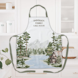 Green Pine Forest Family Lake House Cabin Apron