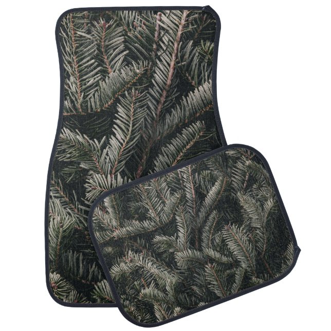 GREEN PINE LEAVES CAR FLOOR MAT (Set)