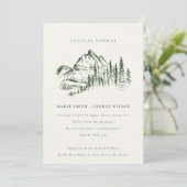 Green Pine Mountain Sketch Couples Shower Invite (Standing Front)