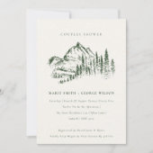 Green Pine Mountain Sketch Couples Shower Invite (Front)