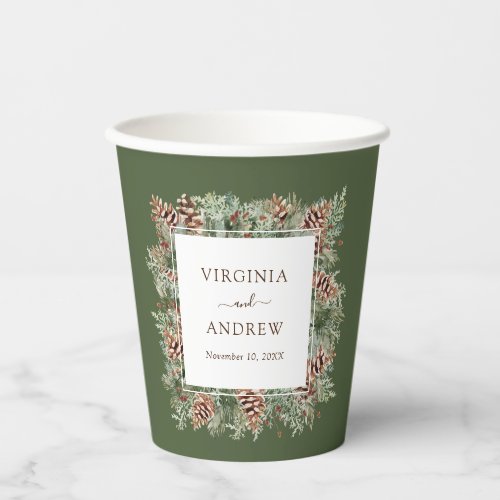Green Pine Paper Cups