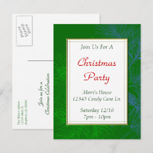Green Pine Pattern Custom Christmas Party Postcard