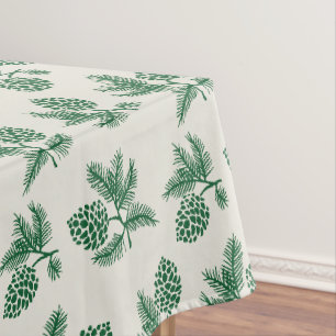 Green Pine sprigs with pinecones holiday design Tablecloth