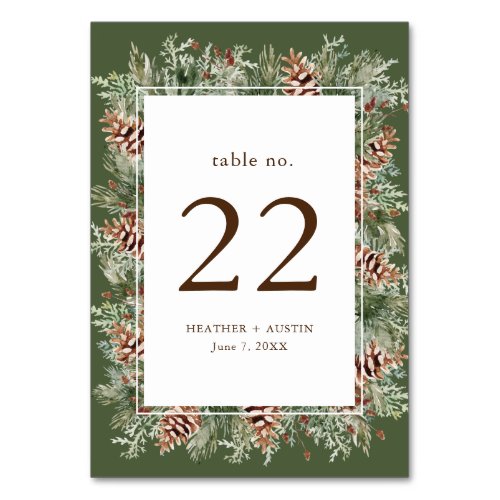 Green Pine Table Number