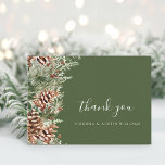Green Pine Thank You Card<br><div class="desc">Express your gratitude with our green pine thank you cards,  featuring a heartfelt message on the back. Part of the "Elegant Winter Pinecone Greenery Wedding Suite, " these cards are designed with hand-painted greenery and pine boughs,  creating a cohesive and elegant way to thank your guests.</div>