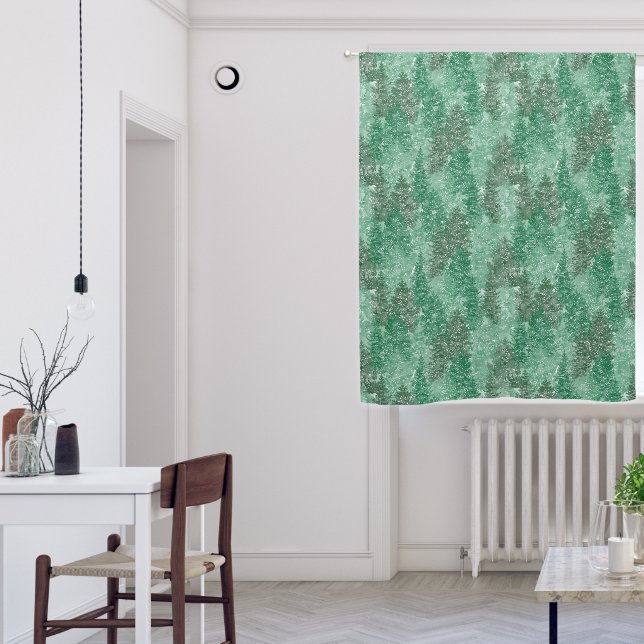 Green Pine Tree Blackout Curtains (Living Room)