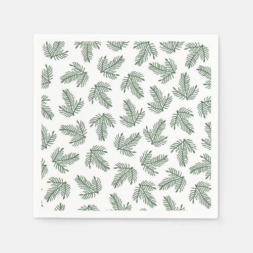 Green Pine Tree Holiday Branches Paper Napkins