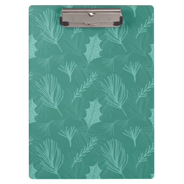 Green Pine Tree Leaf Pattern Clipboard (Front)