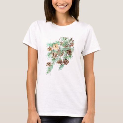green pine tree watercolor T_Shirt