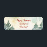 Green Pine Trees Christmas Return Address Labels<br><div class="desc">This rustic vintage watercolor image features green trees in a snowbound forest scene. Very peaceful and lovely. All the red text on these return address labels can be edited,  including "Merry Christmas". Be sure to change the example names and address.</div>