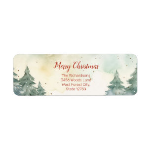 Green Pine Trees Christmas Return Address Labels