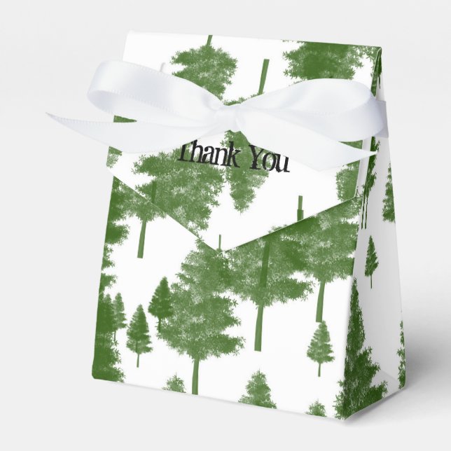 Green Pine Trees Forest Party Favor Boxes (Front Side)