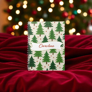 Green Pine Trees Holiday Notebook