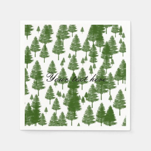 Green Pine Trees Rustic Country Wedding Napkins